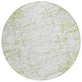 8' Green And Ivory Round Abstract Washable Indoor Outdoor Area Rug