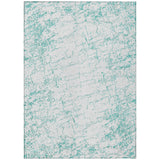 3' X 5' Teal Blue And Ivory Abstract Washable Indoor Outdoor Area Rug
