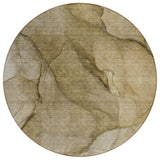 8' Brown Beige And Taupe Round Abstract Washable Indoor Outdoor Area Rug