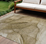 8' X 10' Brown Beige And Taupe Abstract Washable Indoor Outdoor Area Rug