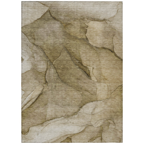 8' X 10' Brown Beige And Taupe Abstract Washable Indoor Outdoor Area Rug