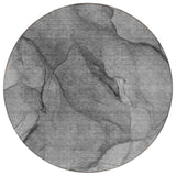 8' Gray Silver And Charcoal Round Abstract Washable Indoor Outdoor Area Rug