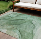 8' X 10' Green And Sage Abstract Washable Indoor Outdoor Area Rug