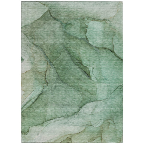 8' X 10' Green And Sage Abstract Washable Indoor Outdoor Area Rug