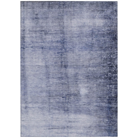 3' X 5' Navy Blue And Sky Blue Abstract Washable Indoor Outdoor Area Rug