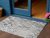 3' X 5' Silver Gray And Charcoal Abstract Washable Indoor Outdoor Area Rug