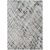 5' X 8' Silver Gray And Charcoal Abstract Washable Indoor Outdoor Area Rug