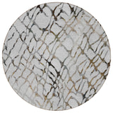 8' Silver Gray And Charcoal Round Abstract Washable Indoor Outdoor Area Rug