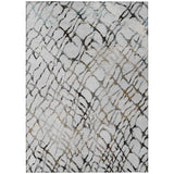 8' X 10' Silver Gray And Charcoal Abstract Washable Indoor Outdoor Area Rug