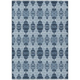 3' X 5' Navy Blue And Denim Blue Moroccan Washable Indoor Outdoor Area Rug