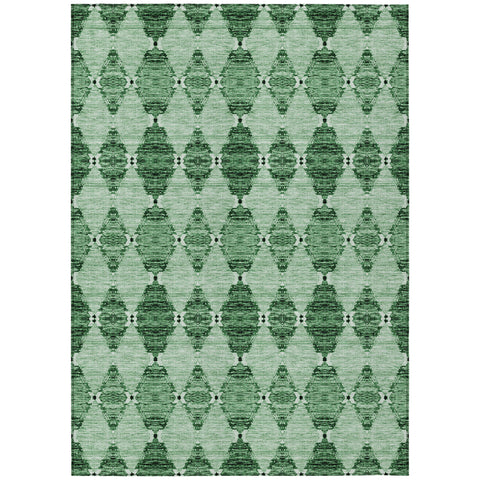 5' X 8' Emerald And Green Moroccan Washable Indoor Outdoor Area Rug