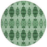 8' Emerald And Green Round Moroccan Washable Indoor Outdoor Area Rug