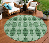 8' Emerald And Green Round Moroccan Washable Indoor Outdoor Area Rug