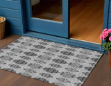 3' X 5' Gray Charcoal And Silver Moroccan Washable Indoor Outdoor Area Rug