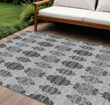 8' X 10' Gray Charcoal And Silver Moroccan Washable Indoor Outdoor Area Rug