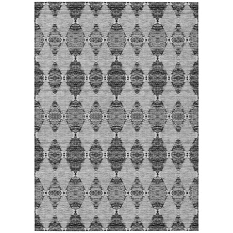 8' X 10' Gray Charcoal And Silver Moroccan Washable Indoor Outdoor Area Rug