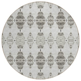 8' Taupe Beige And Coffee Round Moroccan Washable Indoor Outdoor Area Rug