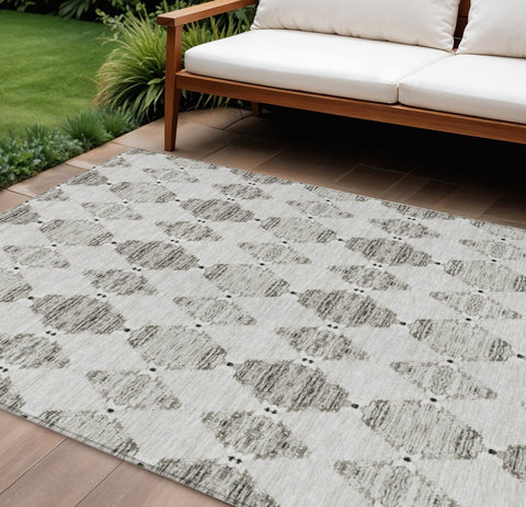 8' X 10' Taupe Beige And Coffee Moroccan Washable Indoor Outdoor Area Rug