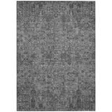 3' X 5' Charcoal And Silver Floral Washable Indoor Outdoor Area Rug