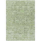 5' X 8' Artichoke Green And Olive Green Floral Washable Indoor Outdoor Area Rug
