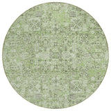 8' Artichoke Green And Olive Green Round Floral Washable Indoor Outdoor Area Rug