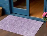 3' X 5' Lilac And Purple Floral Washable Indoor Outdoor Area Rug