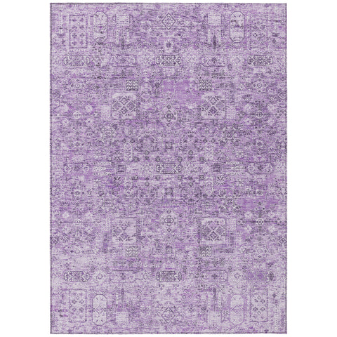 3' X 5' Lilac And Purple Floral Washable Indoor Outdoor Area Rug