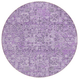 8' Lilac And Purple Round Floral Washable Indoor Outdoor Area Rug