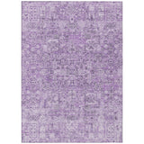 8' X 10' Lilac And Purple Floral Washable Indoor Outdoor Area Rug