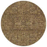 8' Brown And Taupe Round Floral Washable Indoor Outdoor Area Rug