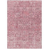 8' X 10' Pink Blush And Charcoal Floral Washable Indoor Outdoor Area Rug