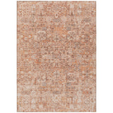 8' X 10' Salmon Orange And Gray Floral Washable Indoor Outdoor Area Rug