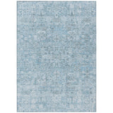 3' X 5' Sky Blue And Denim Blue Floral Washable Indoor Outdoor Area Rug