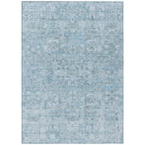 5' X 8' Sky Blue And Denim Blue Floral Washable Indoor Outdoor Area Rug