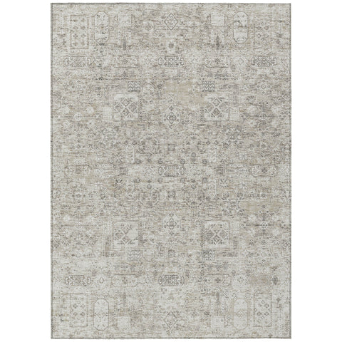 3' X 5' Taupe Beige And Gray Floral Washable Indoor Outdoor Area Rug