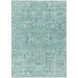 3' X 5' Teal Blue Aqua And Gray Floral Washable Indoor Outdoor Area Rug