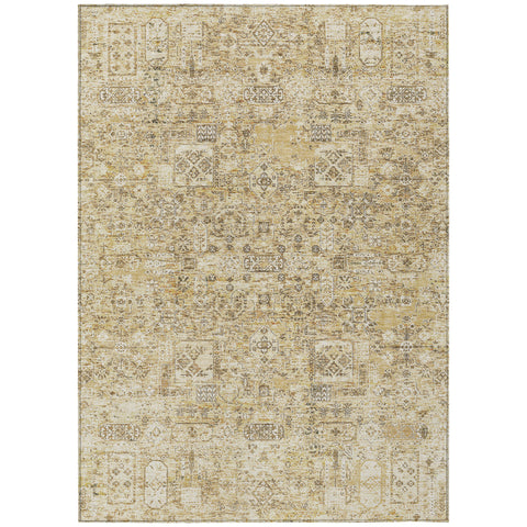 3' X 5' Wheat Beige And Gray Floral Washable Indoor Outdoor Area Rug