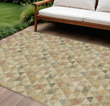 8' X 10' Beige Tan And Taupe Geometric Washable Indoor Outdoor Area Rug