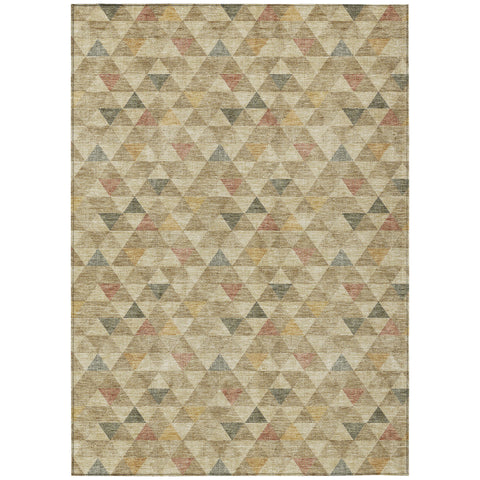 8' X 10' Beige Tan And Taupe Geometric Washable Indoor Outdoor Area Rug
