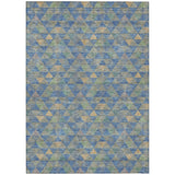 3' X 5' Sky Blue And Gray Geometric Washable Indoor Outdoor Area Rug