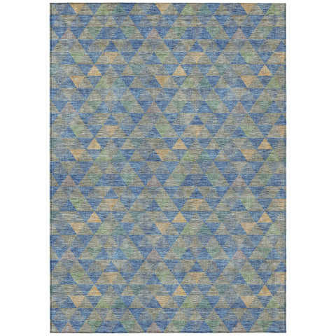 3' X 5' Sky Blue And Gray Geometric Washable Indoor Outdoor Area Rug