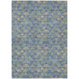 5' X 8' Sky Blue And Gray Geometric Washable Indoor Outdoor Area Rug
