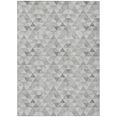 3' X 5' Silver Beige And Taupe Geometric Washable Indoor Outdoor Area Rug