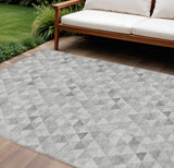 8' X 10' Silver Beige And Taupe Geometric Washable Indoor Outdoor Area Rug