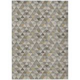 5' X 8' Taupe Beige And Tan Geometric Washable Indoor Outdoor Area Rug