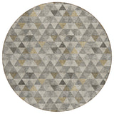 8' Taupe Beige And Tan Round Geometric Washable Indoor Outdoor Area Rug