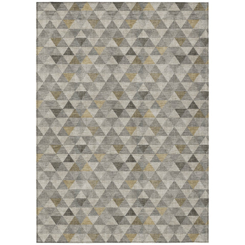 8' X 10' Taupe Beige And Tan Geometric Washable Indoor Outdoor Area Rug