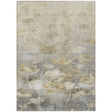 5' X 8' Beige Taupe And Wheat Floral Washable Indoor Outdoor Area Rug