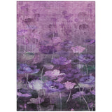 8' X 10' Purple Eggplant And Lavender Floral Washable Indoor Outdoor Area Rug