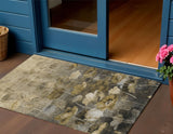 3' X 5' Taupe Beige And Tan Floral Washable Indoor Outdoor Area Rug